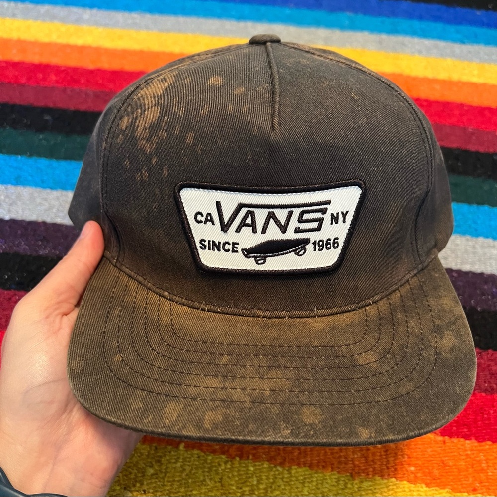 Vans Patch Snapback Hat Custom Hand Bleached Hand… - image 1